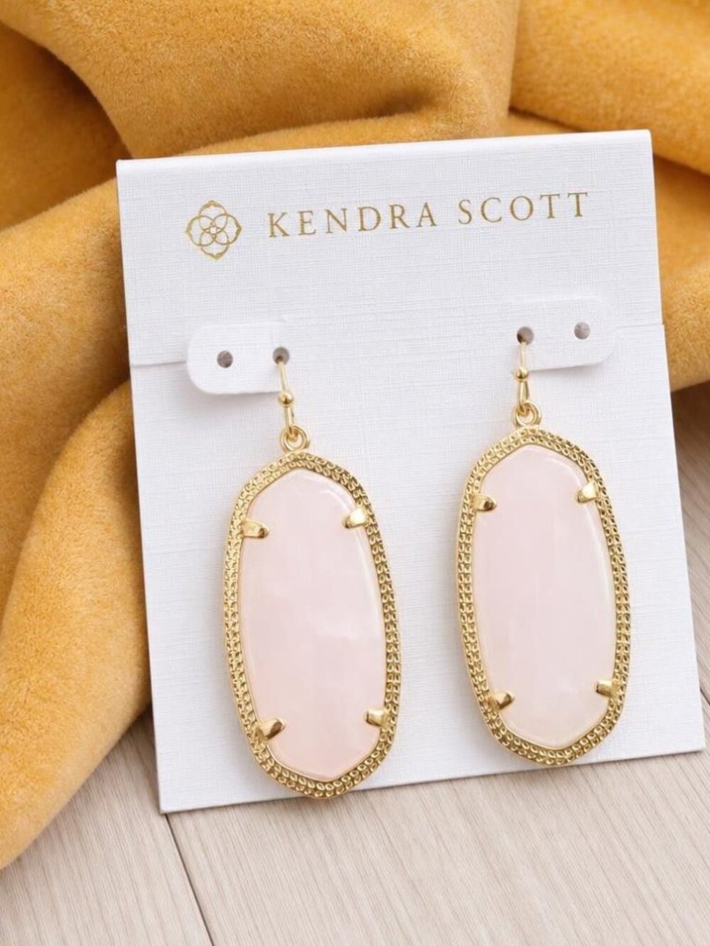 Kendra Scott Elle Gold Rose Quartz Drop Earrings